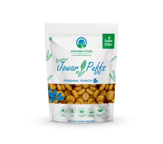 Picture of Aurganic Foods Pudina Punch Jowar Puff  | 80 gm | Pack Of 3