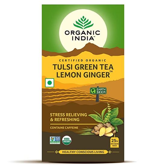Picture of ORGANIC INDIA TULSI GREEN TEA LEMON GINGER 25TB | Pack Of 2 