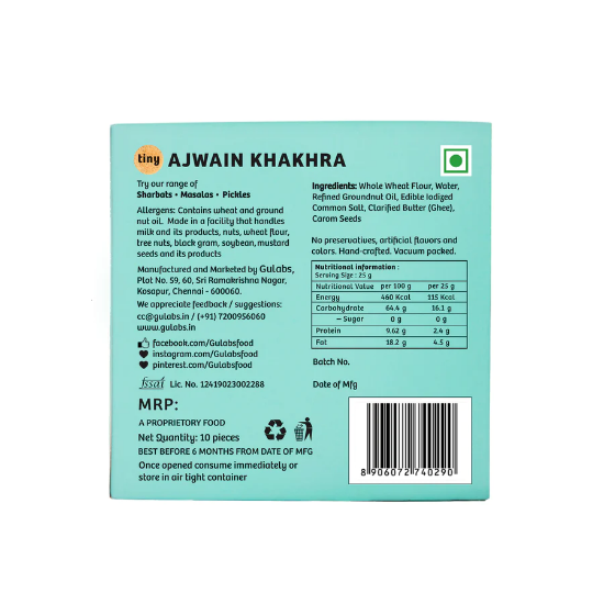 Picture of Gulabs Ajwain Khakhra Small  | Pack Of 7 