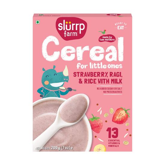 Picture of Slurrp Farm Organic Ragi & Rice Cereal: Strawberry  | 200 gm 