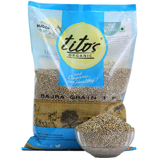 Picture of Tito's Organic Whole Bajra Grain | 1 kg | Pack Of 3 