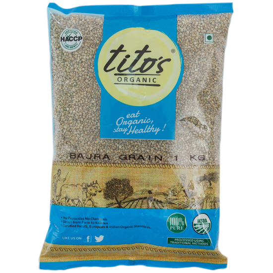 Picture of Tito's Organic Whole Bajra Grain | 1 kg | Pack Of 3 
