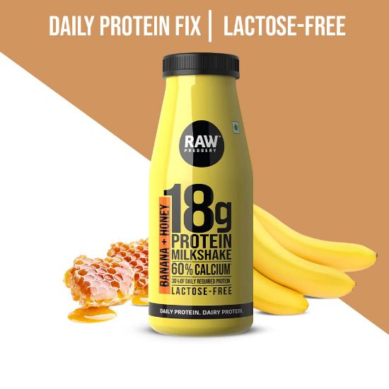 Picture of Raw Pressery Protin Milkshake Banana and Honey 18 gm   |  200 ml  |  Pack Of 2