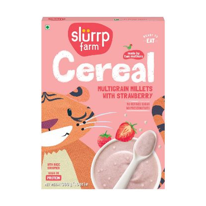 Picture of Slurrp Farm Multigrain Millet Cereal with Ragi, Strawberry and Rice Crispies | 300 gm