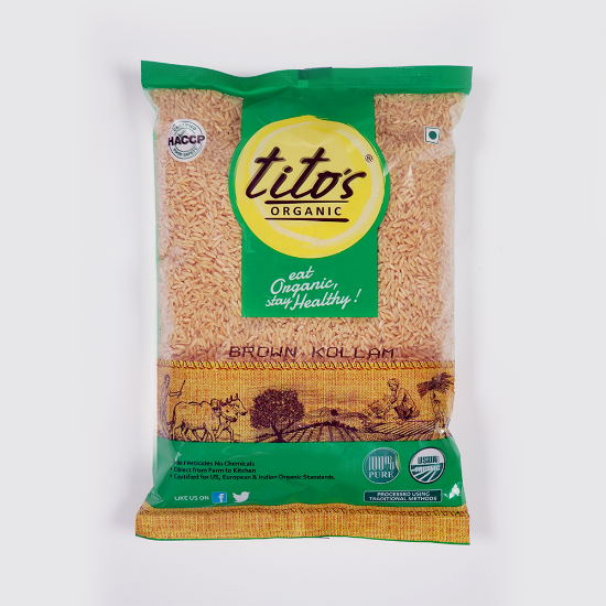 Picture of Tito's Organic Brown Kollam Rice | 1 Kg | Pack Of 2