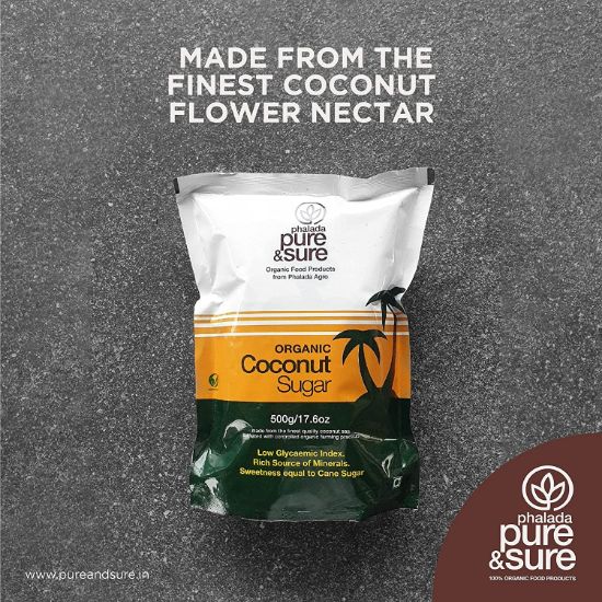 Picture of  Pure & Sure Organic Coconut Sugar | Natural Sugar, Unrefined & Wholesome | Cake Decorating Items Edible Topping, 500gm