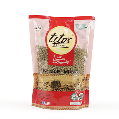 Picture of Titos Organic Whole Mung/Moong - 500 gm | Pack Of 2