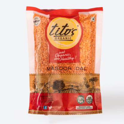 Picture of Titos Organic Masoor Dal | 500 gm | Pack Of 2